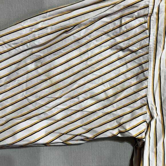 Akademiks Dress Shirt Men's XL Long Sleeve Orange White Striped 100% Cotton - Picture 10 of 16